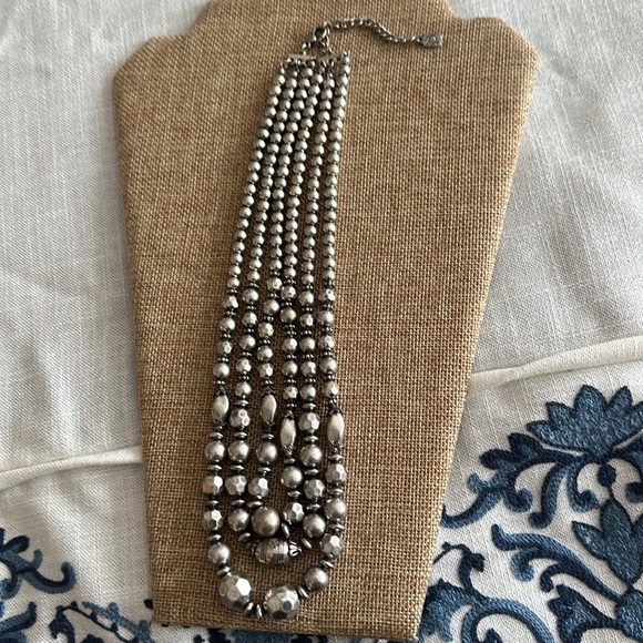 Silvertone multi strand necklace with extension - Picture 11 of 11